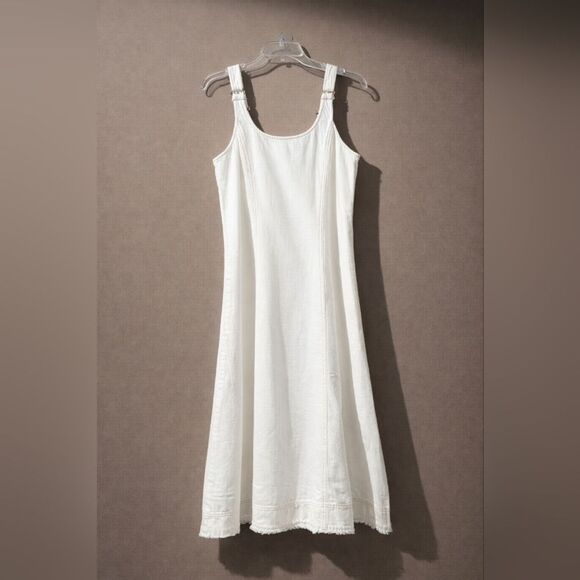 Madewell Denim Midi Sundress Scoopneck Sleeveless White Size M NWT Vacation - Picture 2 of 10